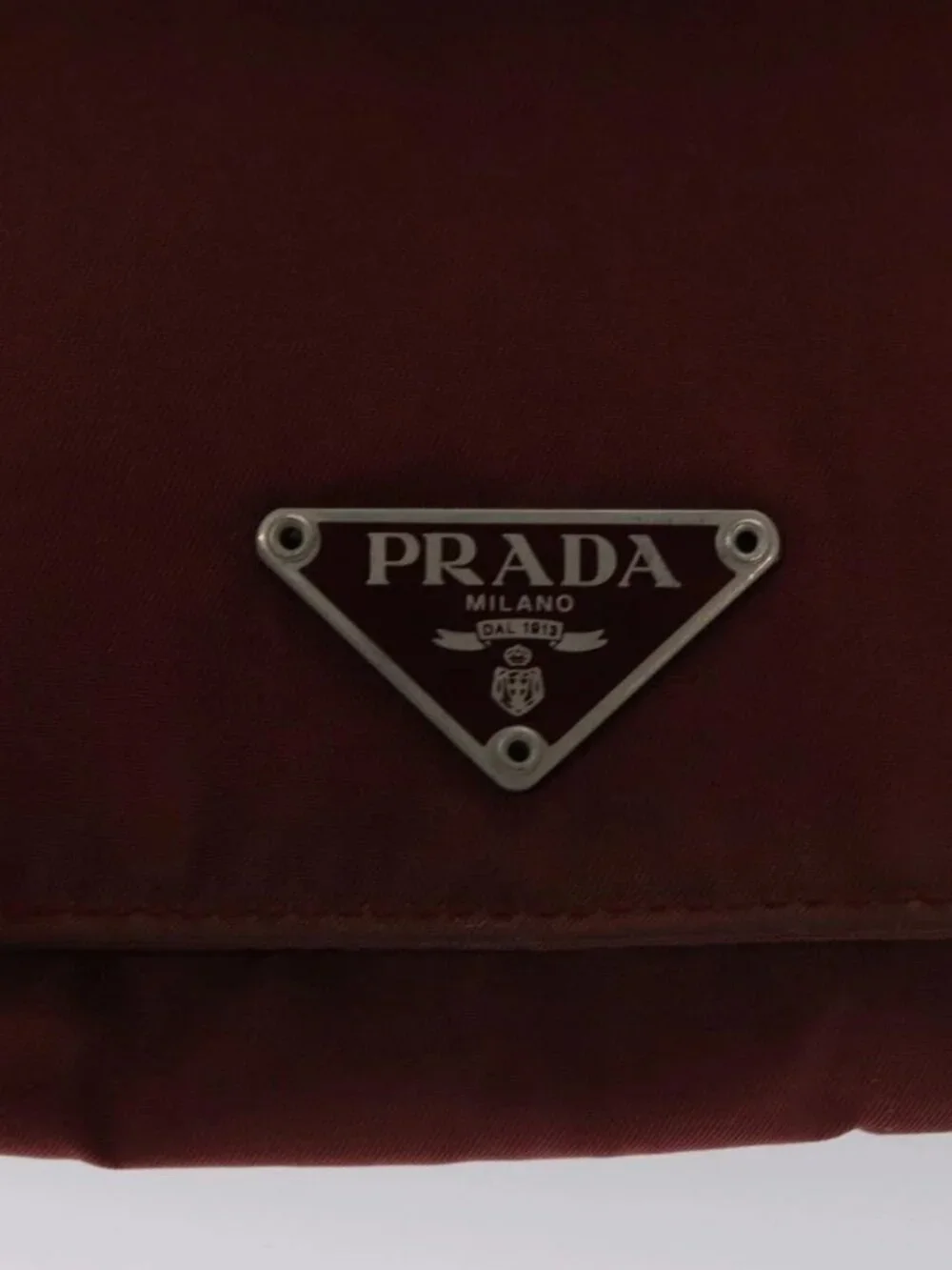 PRADA Shoulder Bag Nylon Red Silver Auth ti2546
